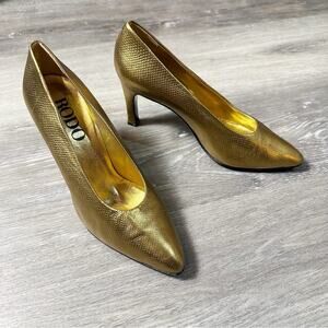 Rodo Gold Textured Heels Made in Italy